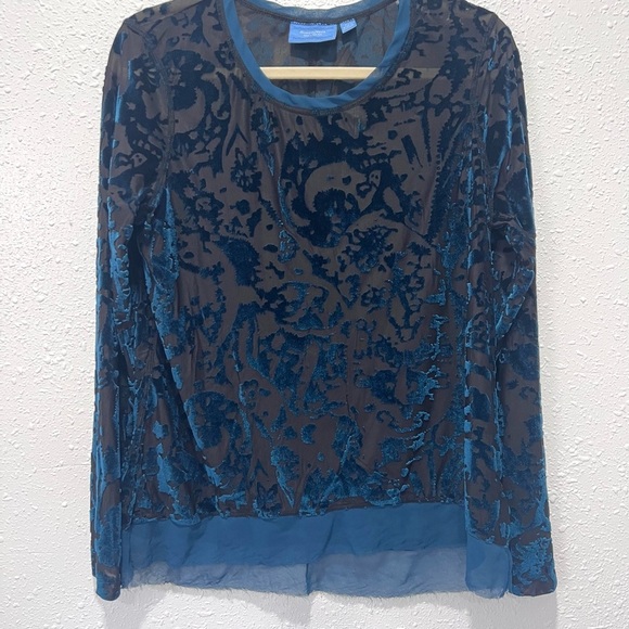 Simply Vera Vera Wang brocade Velvet Long Sleeve Top PL - Picture 4 of 8